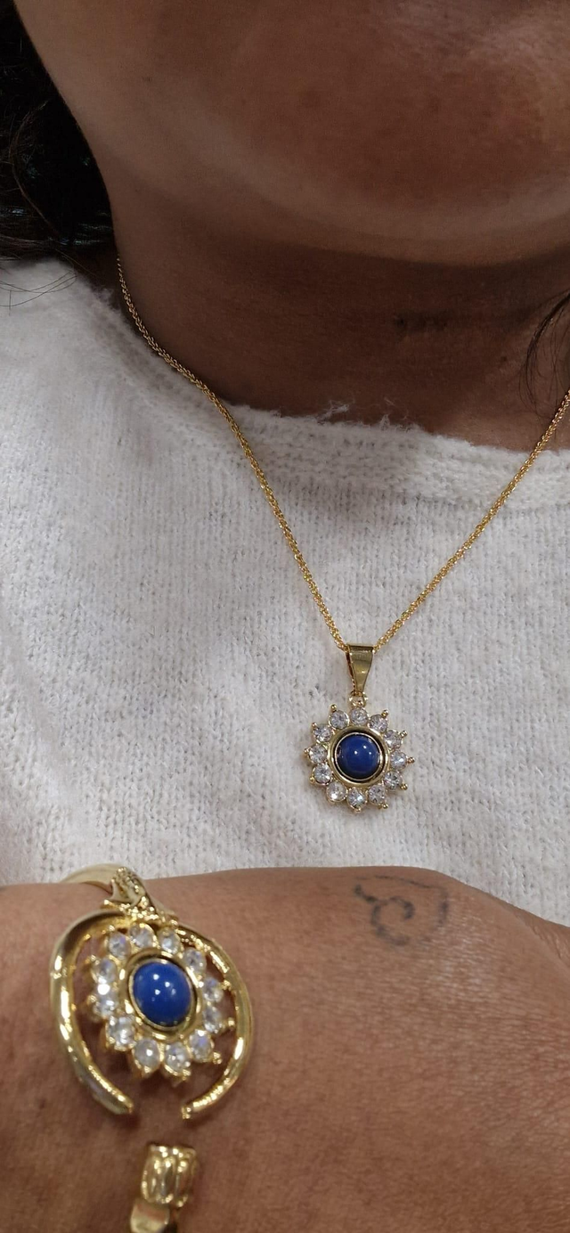 Collier Barea fleur bleue 