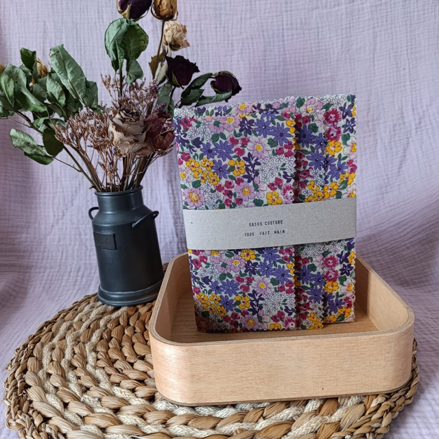 Trio Bee-Wraps Fleuris Violet