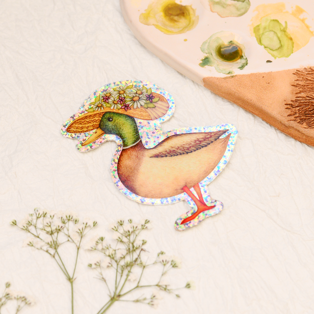 &quot;Fancy Duck&quot; XL vinyl glitter sticker 