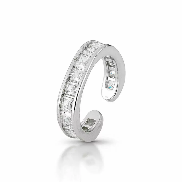 Anel Quadrado Baguete Ajustável N.20 - Ródio