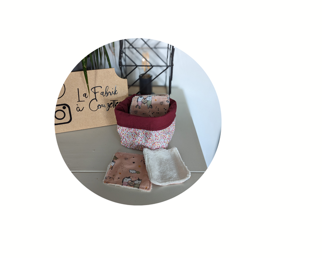 Panière coton licorne et ses 5 lingettes