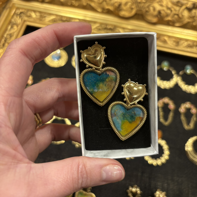Boucles d’oreilles Ex-Voto bleu/vert/jaune