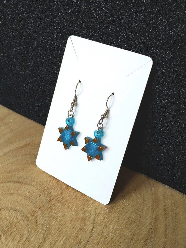 Boucles d'oreilles étoile bleutée