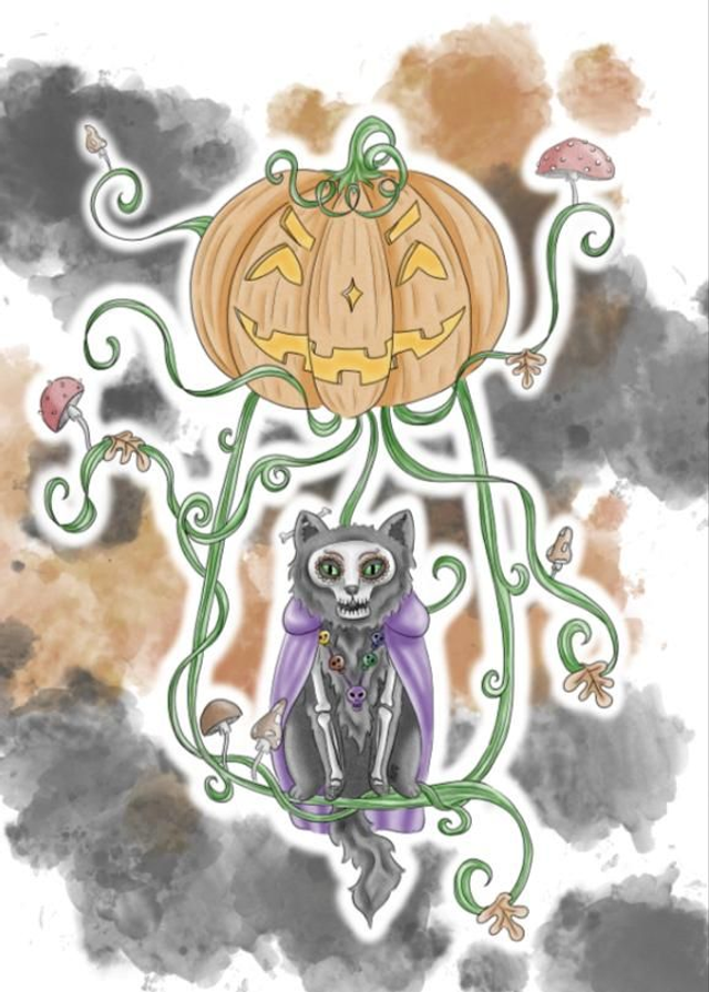 Print Happy Chat'lloween Skull