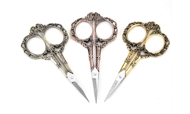 Decorative Ornate Gold Tapestry Cross Stitch scissors. 