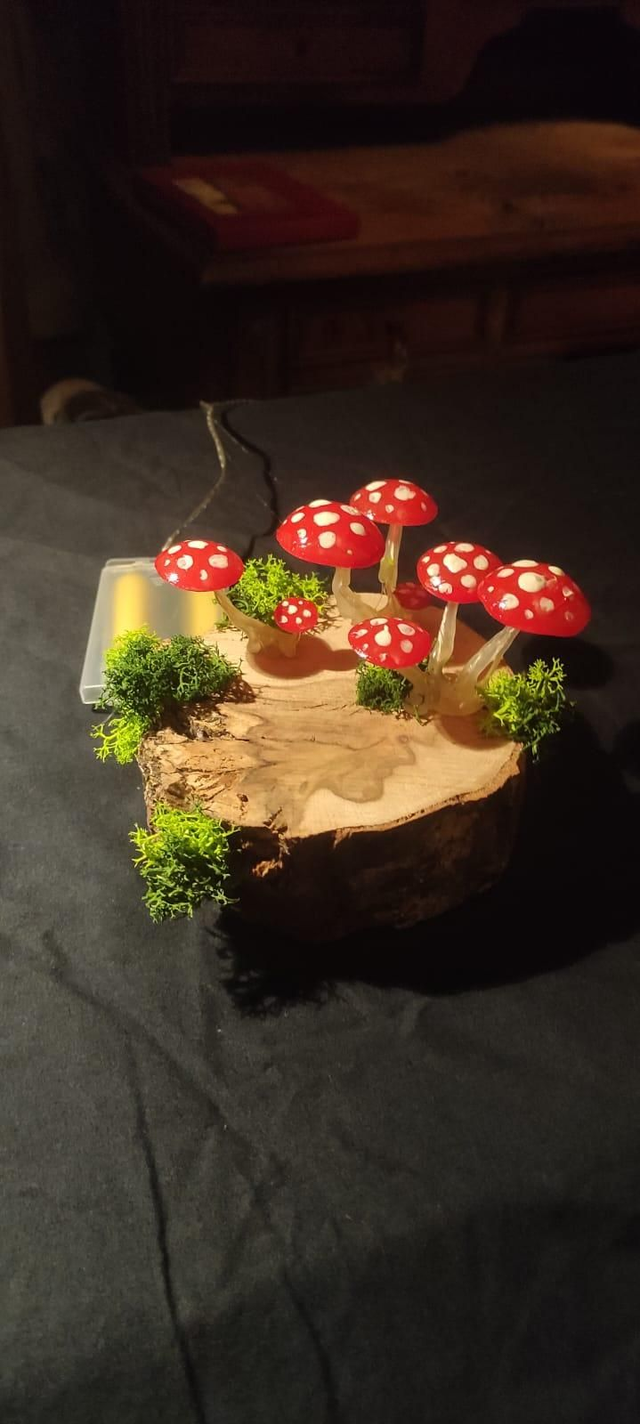 Luminaire sur bois • champignons amanite