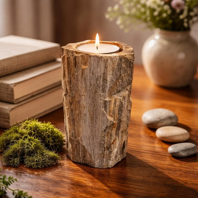 "Bois pétrifié" - Bougeoir 12 cm