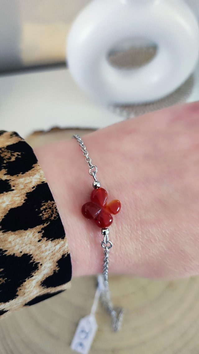 Collier Trèfle Cornaline