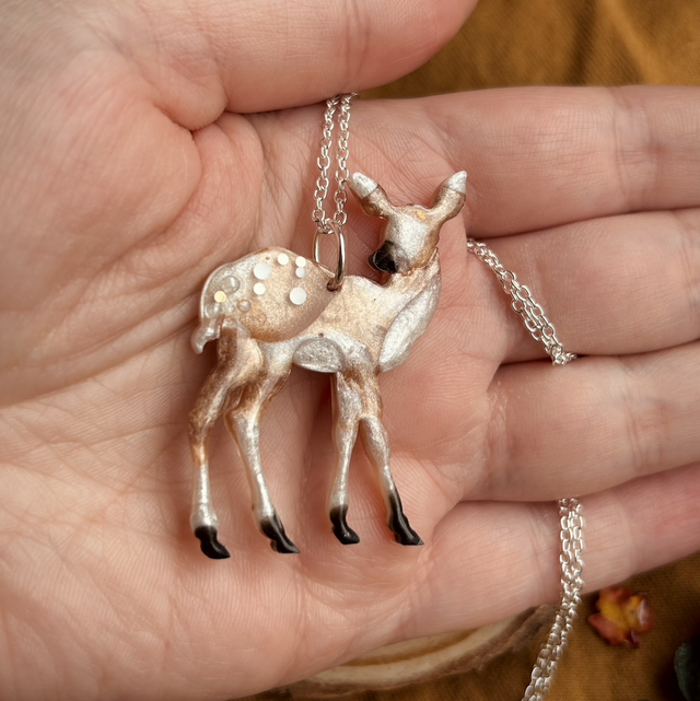 Deer Pendant Necklace - Silver