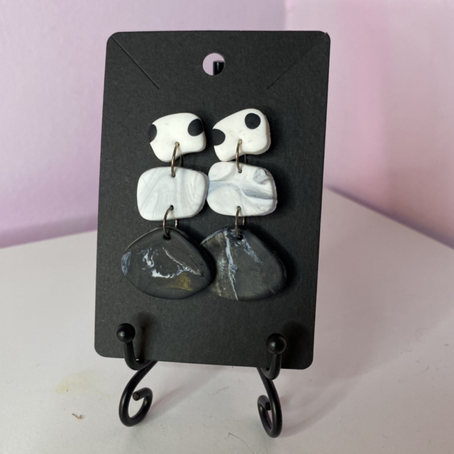 Monochrome Pebble Earrings 