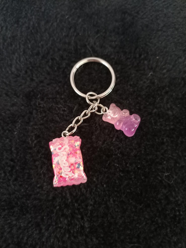 Porte clés rose et violet 