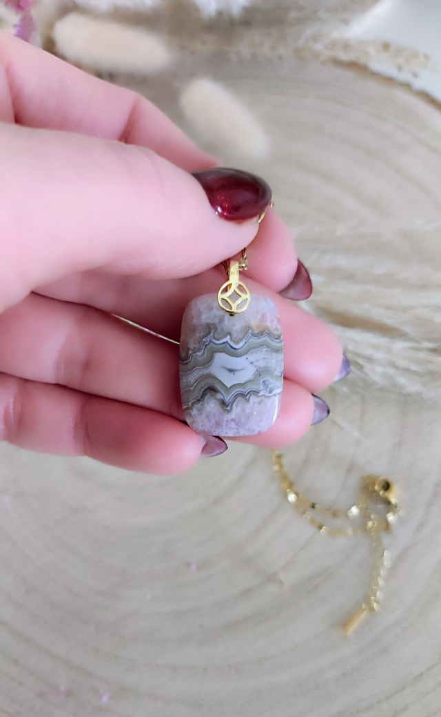 Pendentif "Destin" Agate inclusion Améthyste