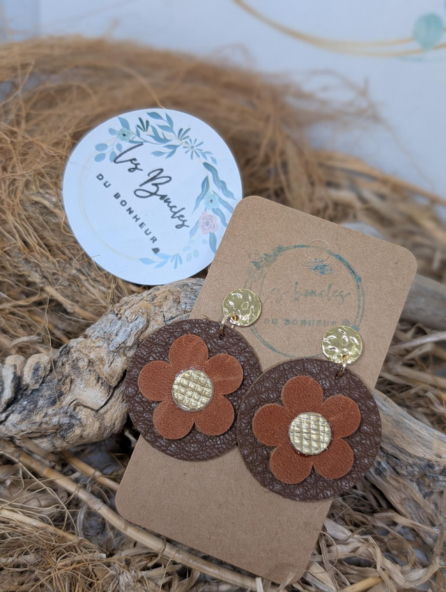 Moon fleur marron doré mf019*