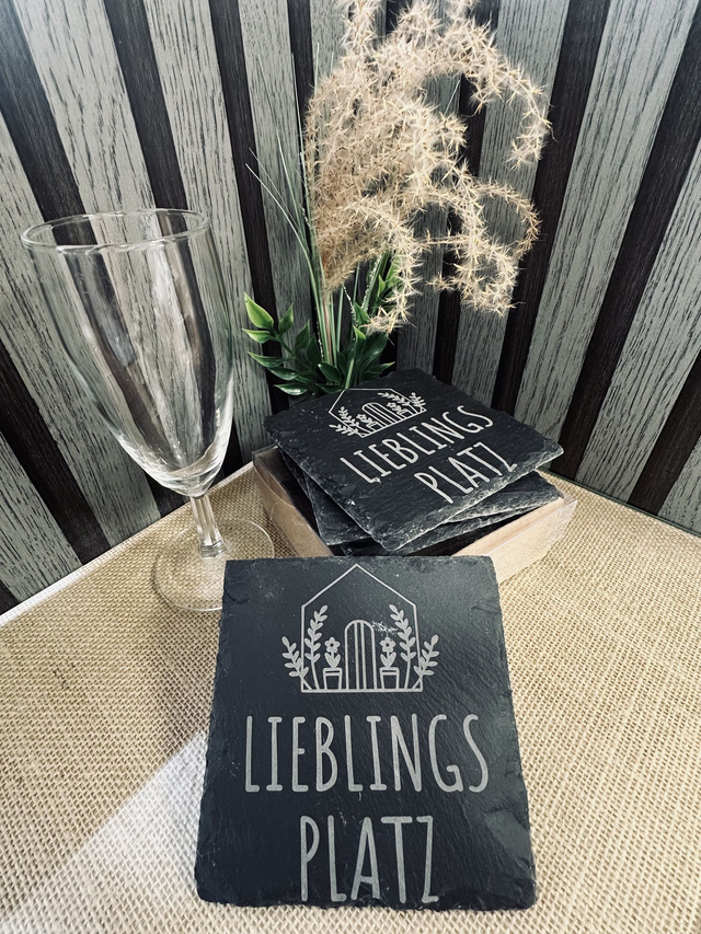 Schiefer Untersetzer "LIEBLINGS PLATZ"