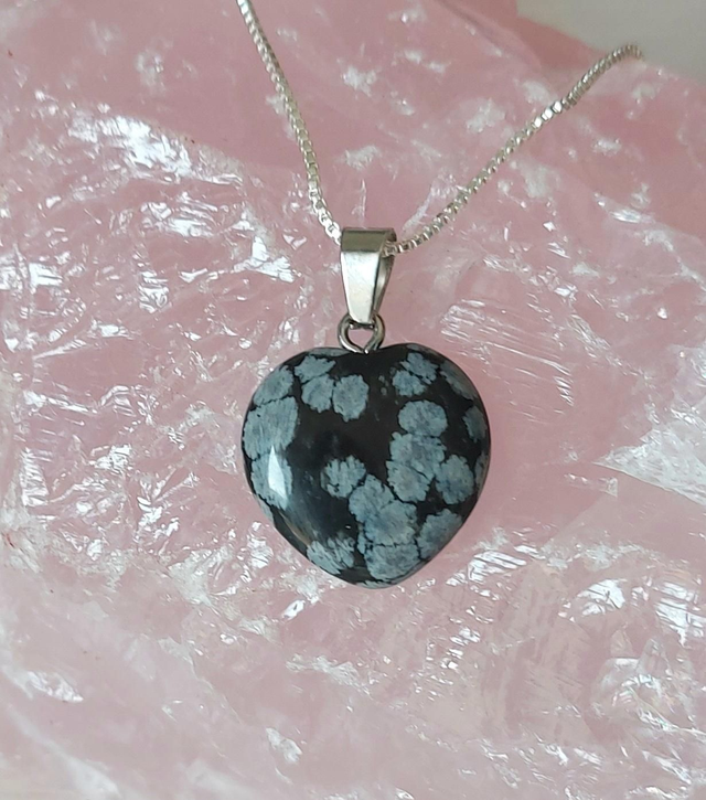 Cœur Obsidienne Flocon de Neige