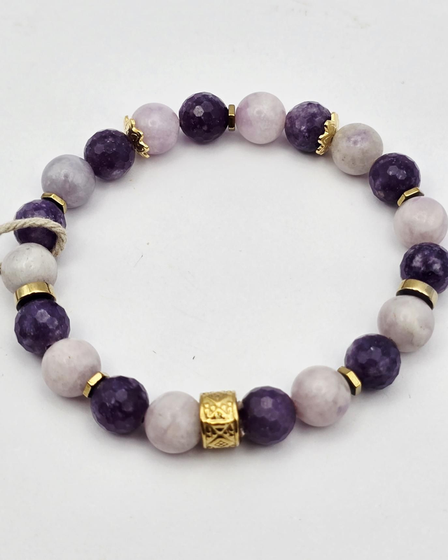 Bracelet Lépidolite 2 tons 0,8 cm
