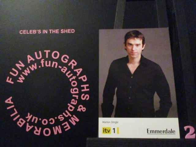 Mark Charnock (Marlon Dingle) Original Emmerdale Yellow &amp; Black Itv1 Logo Cast Card (2)