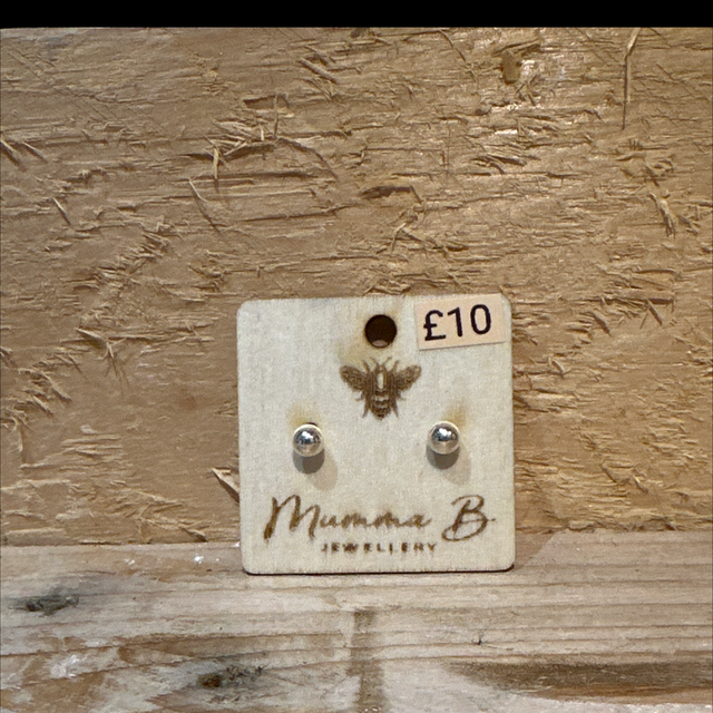 Silver Ball Stud Earrings 