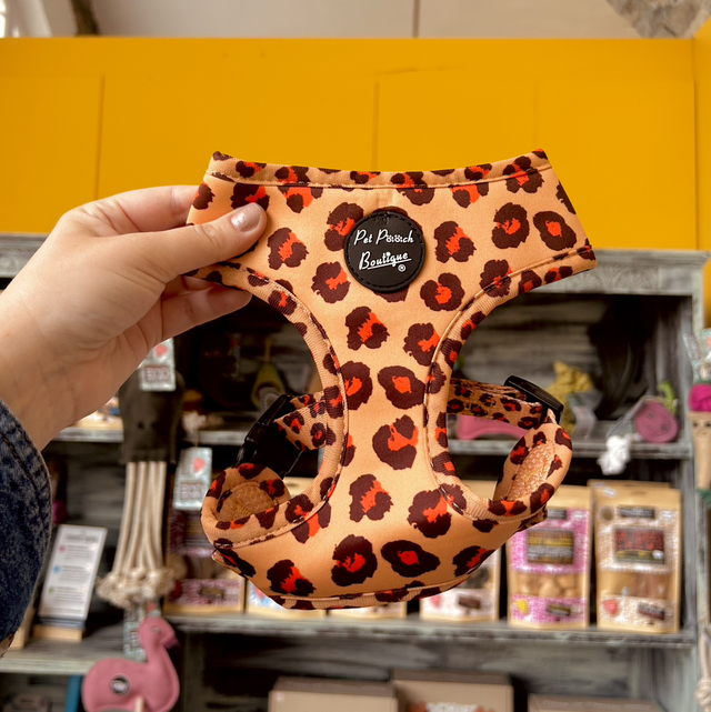 Pet Pooch Boutique Spiced Honey Leopard Dog Harness - Small