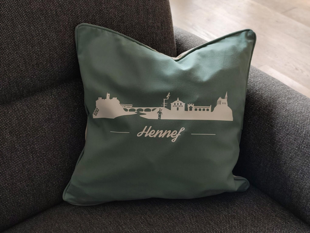 Hennef Silhouette Baumwoll Kissenbezug Natural/Farbe Aufdruck weiß