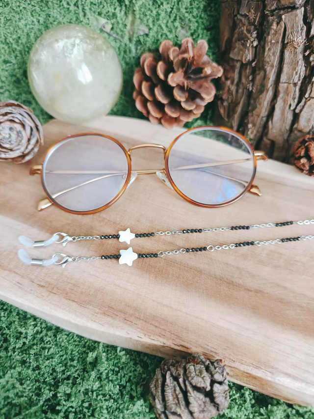 BIJOU LUNETTES - BLACK NIGHT (spinelle noire et nacre)