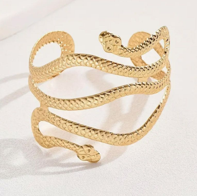 Bracelet de manchette Serpent Envoutant or