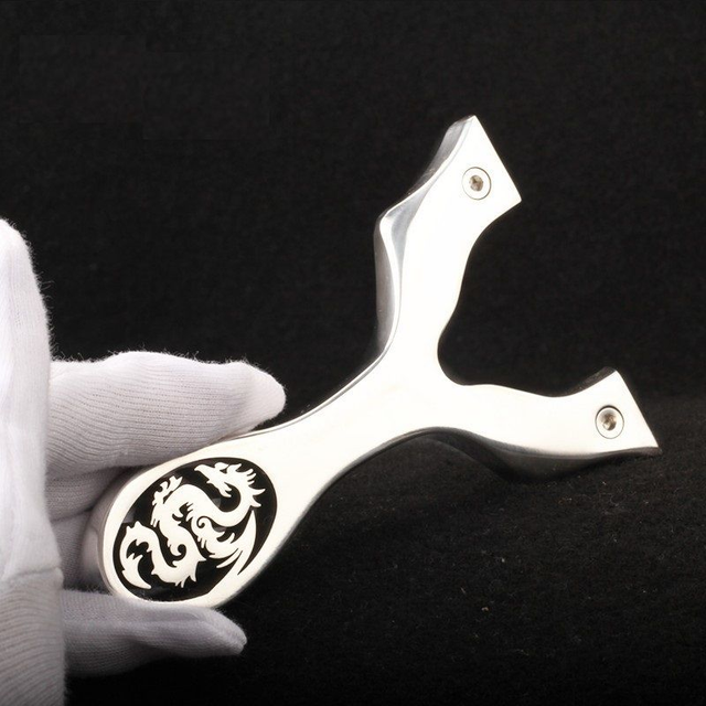 10F ... Lance pierre compétition type vietnamien en acier inoxydable, dragon - (2 bandes)