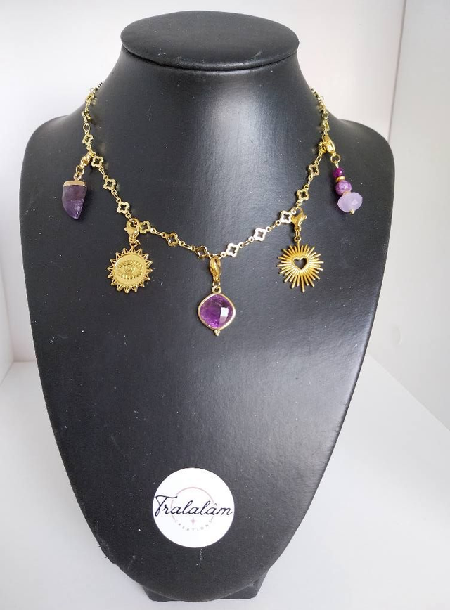 ✨Collier à breloques porte-bonheur &quot;améthyste&quot;✨