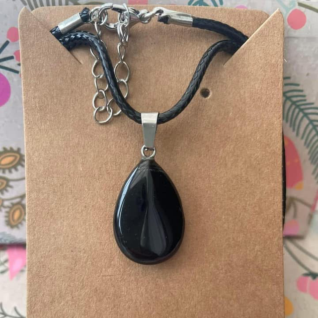 Black Obsidian Necklace 17”-19” Cord