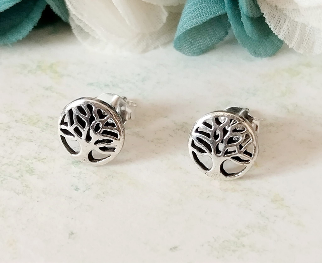 Pendientes de presión de Árbol de la Vida en plata 925