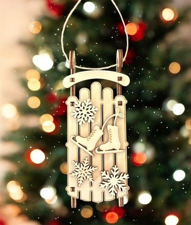 Petite Luge en Bois à Suspendre patins à glace