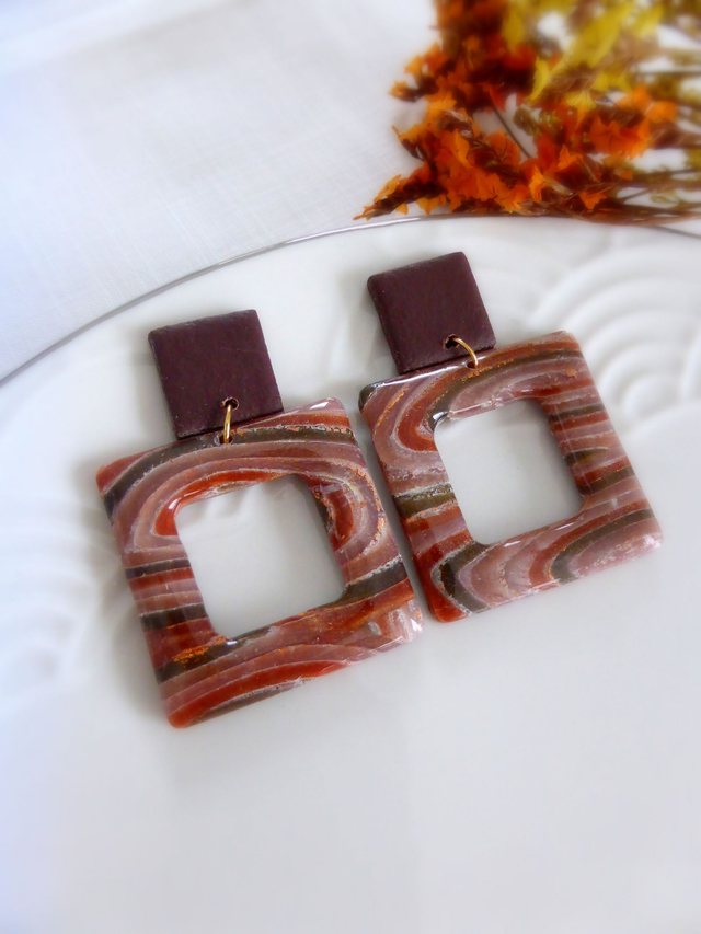 Boucles d'oreilles carrés - Terre Cannelle