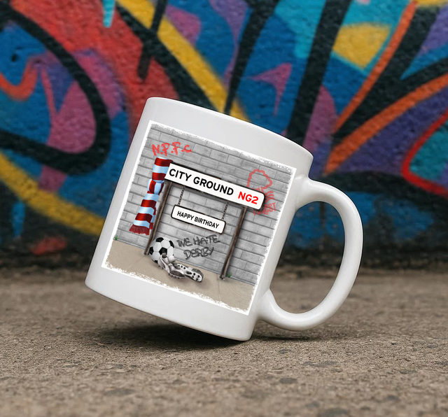 Nottingham Forest Vintage Street 11oz Ceramic Printed Mug With Different Options Available Like We Hate Derby