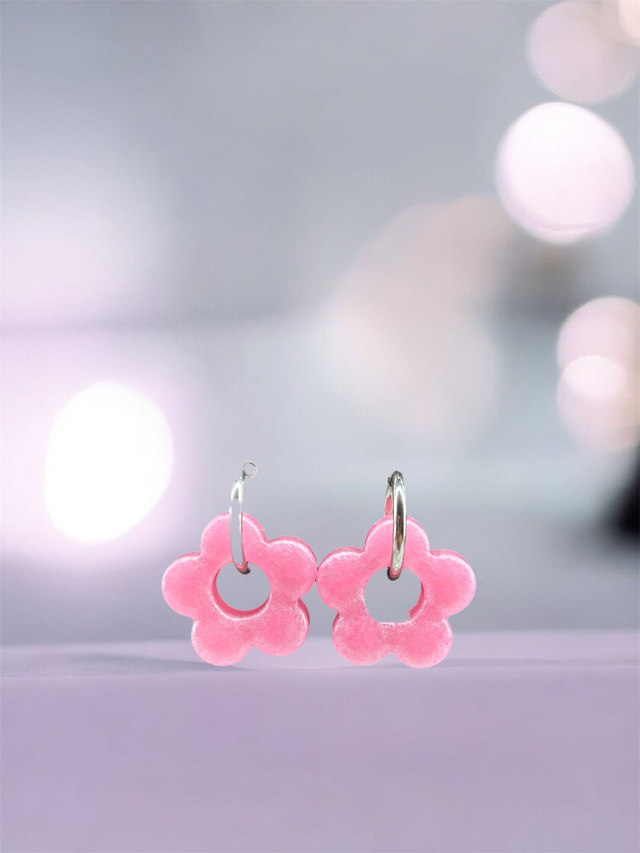 Boucles d'oreilles fleurs résine époxy