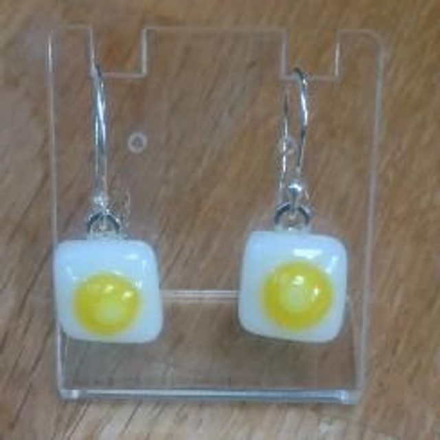 yellow dot drop earrings