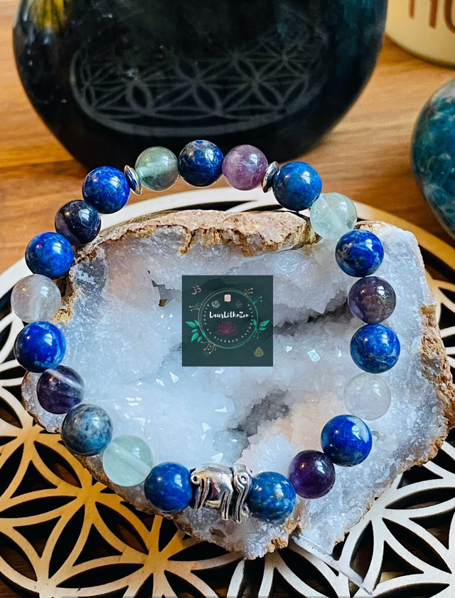 Bracelet en Lapis Lazuli et Fluorine