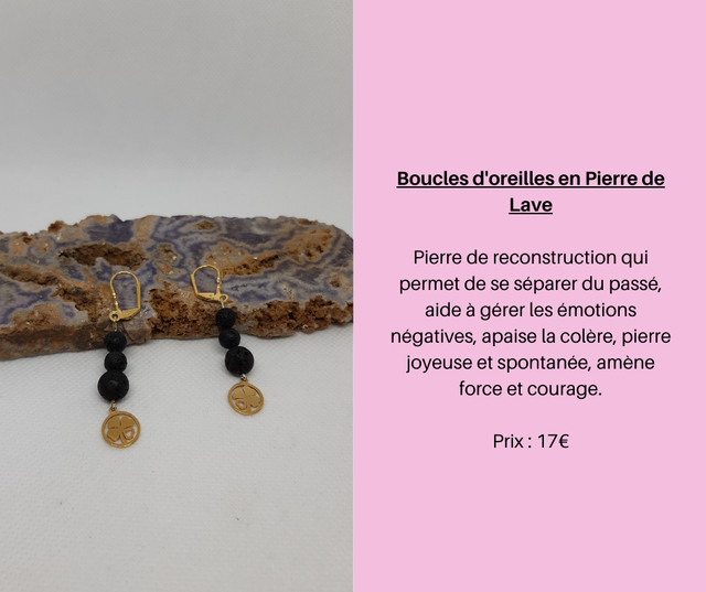 144- Boucles d'Oreilles en Pierre de Lave
