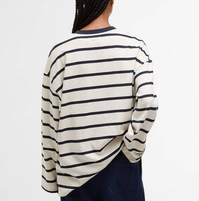 Barbour Maeve Top Ecru Dark Navy Stripe