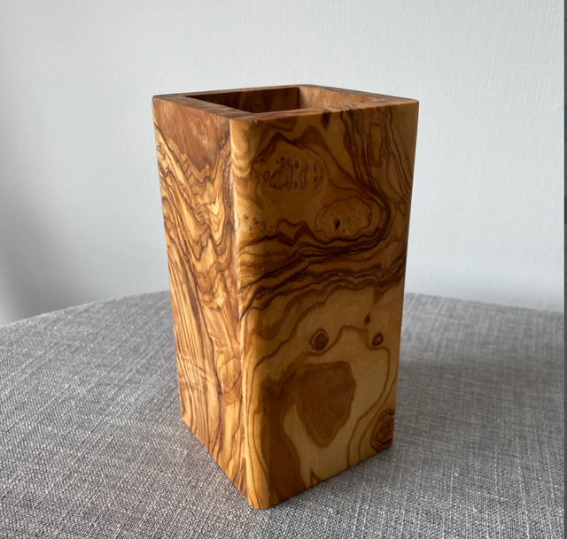 Olive Wood Utensil Holder 