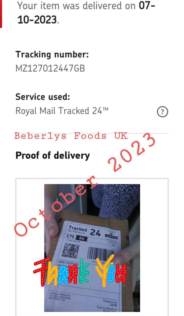 From Customer: Mrs Vernon ( Lancashire- October 2023)