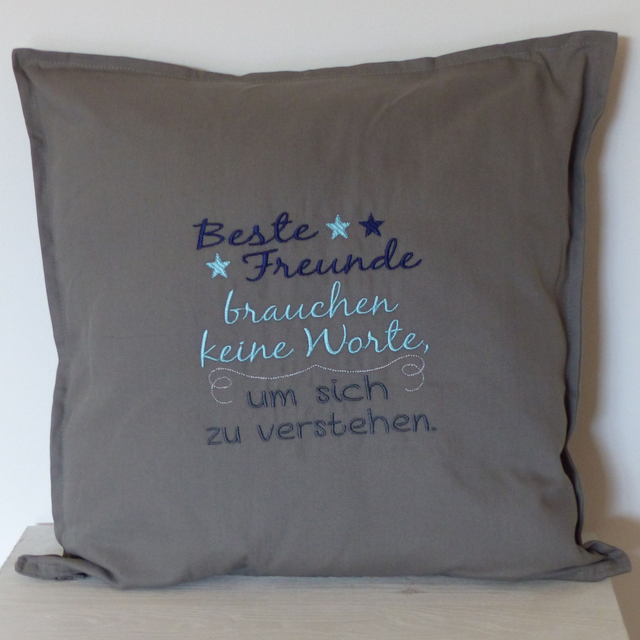 Kissenhülle grau „Beste Freunde“