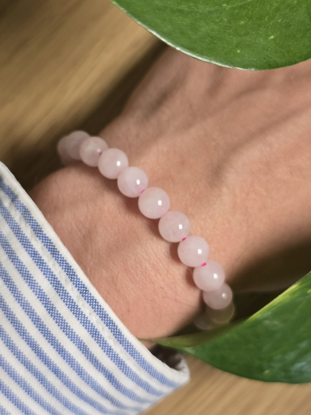 Bracelet Quartz rose de Madagascar, perles de 8mm (Qualité A) 