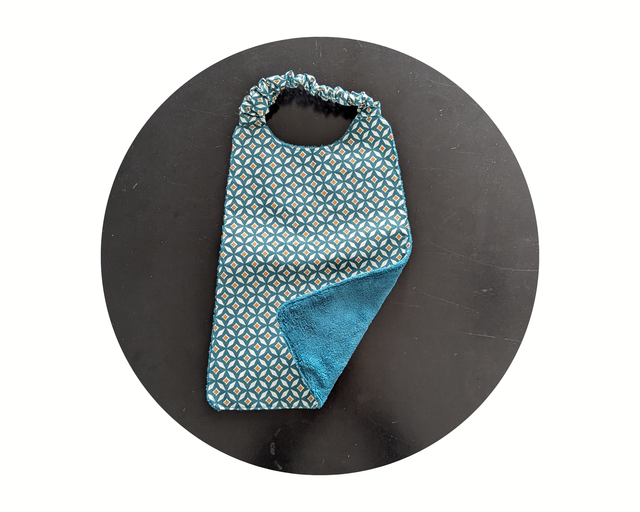 Serviette élastiquée coton enduit bleue