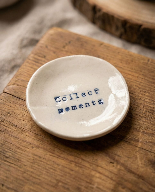 "Collect Moments" Hand-Stamped Ceramic Trinket Dish