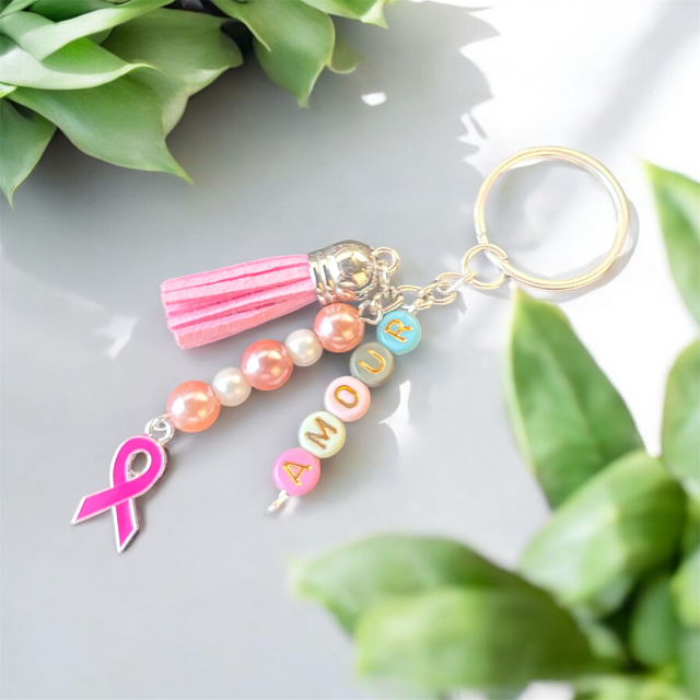 Porte clé octobre rose (amour)