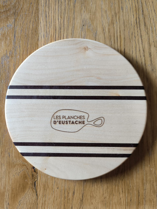 Dessous de plat rond acajou/érable sycomore