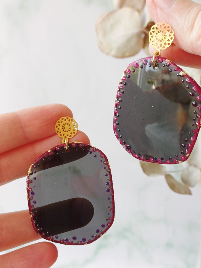 " Violine " - Boucles d'oreilles Verres de Lunettes