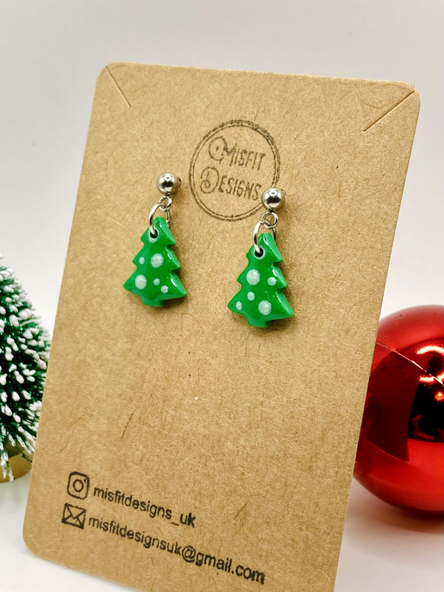 Christmas tree drop earrings