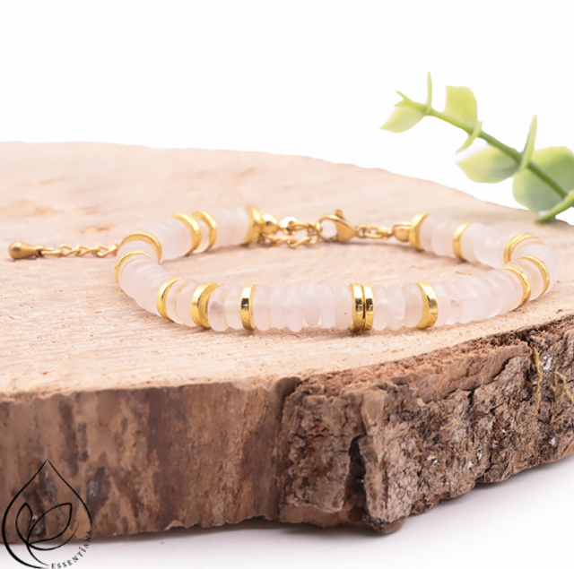 BRACELET ESSENTIANA ONA DORÉ QUARTZ ROSE A
