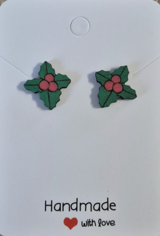 Holly Wooden Stud Earrings   